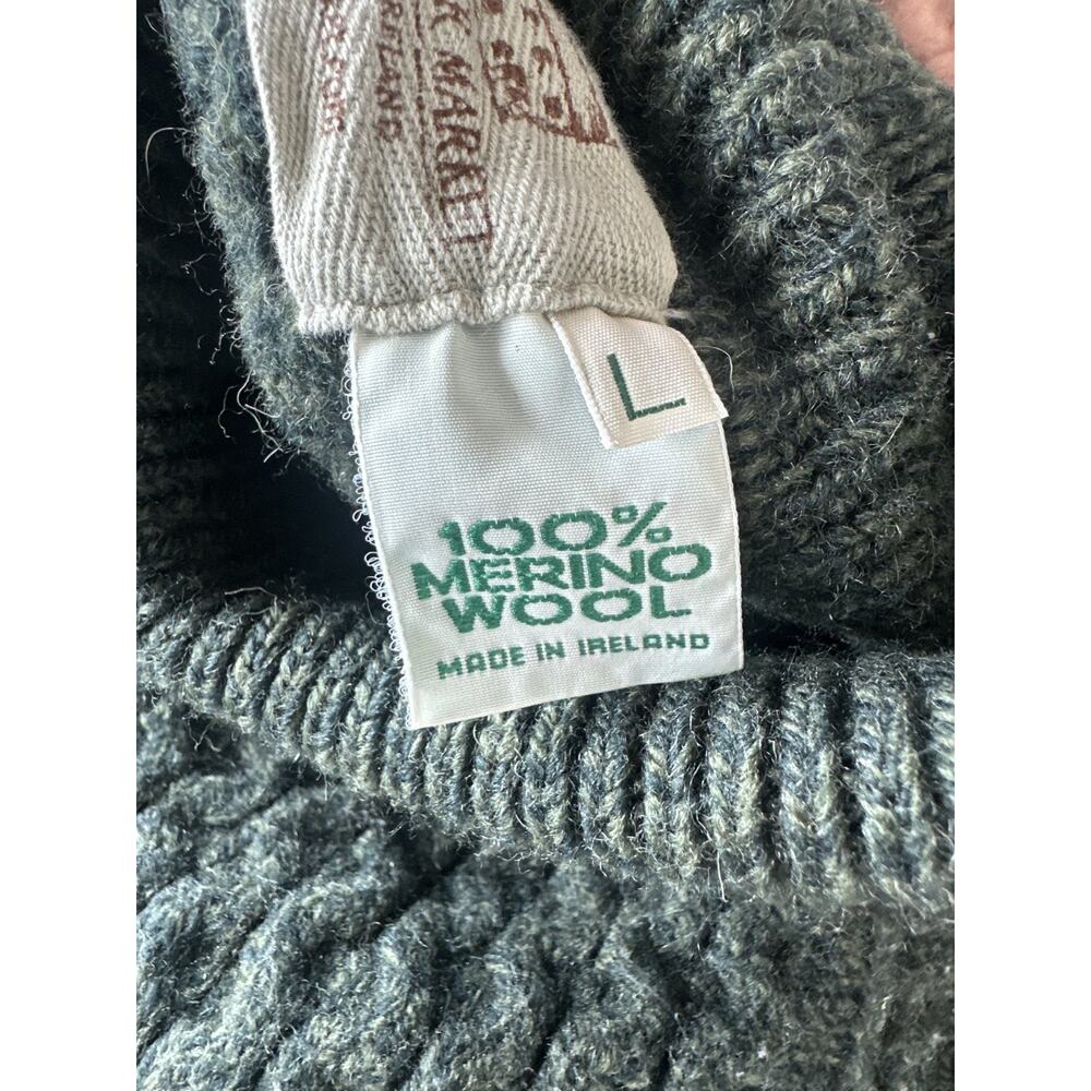 Aran Sweater Market 100% Merino Wool Turtleneck Honeycomb Knit Green Women’s L - Picture 4 of 9